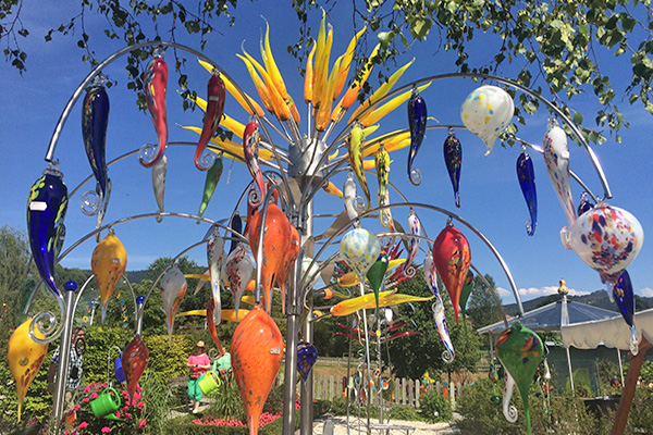 Outside of the famous Joska Crystal Factory—glass in an infinite array of forms and colors!